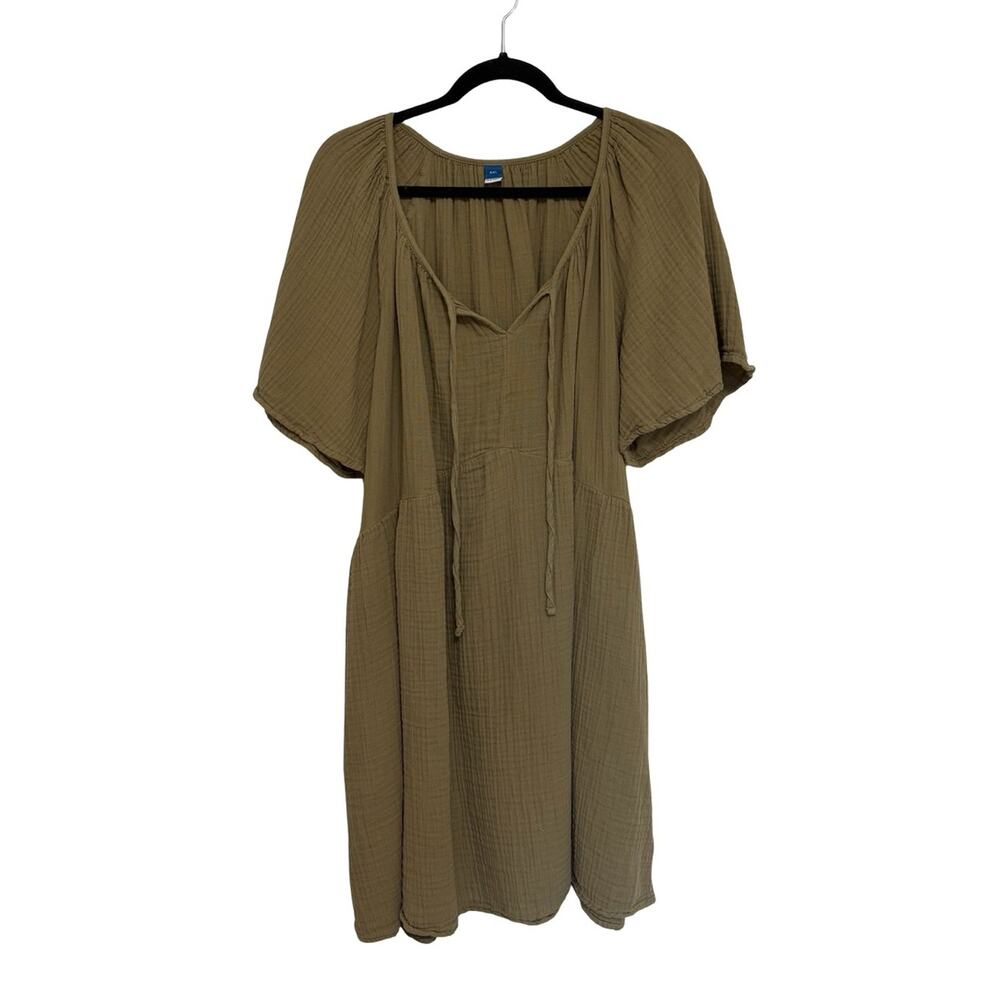 Old Navy Crinkle Gauze Flutter-Sleeve Mini Swing Dress in Kombu Green - Size XXL - Picture 2 of 8